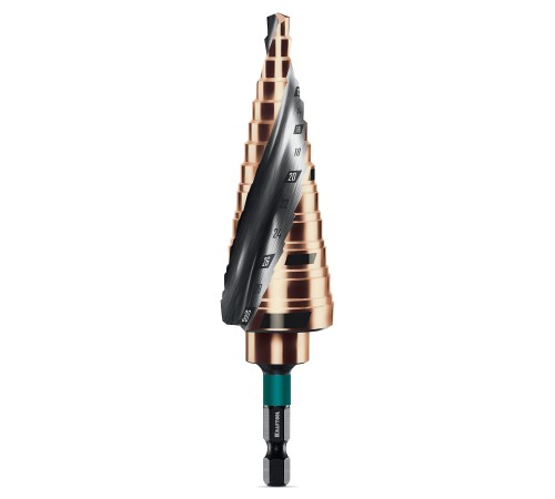 KRAFTOOL COBALT 6-30мм, 13 ступеней, азотирование, винтовая спираль, сверло ступенчатое(29691-6-30-13) KRAFTOOL COBALT 6-30мм, 13 ступеней, азотирование, винтовая спираль, сверло ступенчатое(29691-6-30-13)