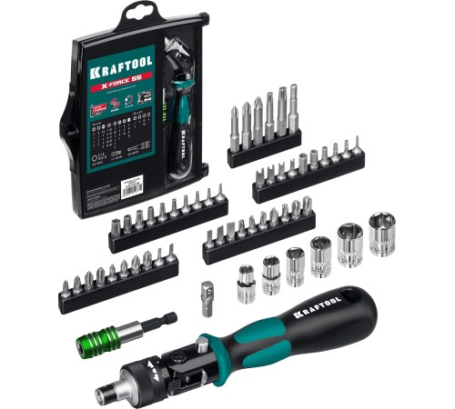 KRAFTOOL Expert-55, 55 предм., реверсивная отвертка с насадками (25554-H55) KRAFTOOL Expert-55, 55 предм., реверсивная отвертка с насадками (25554-H55)
