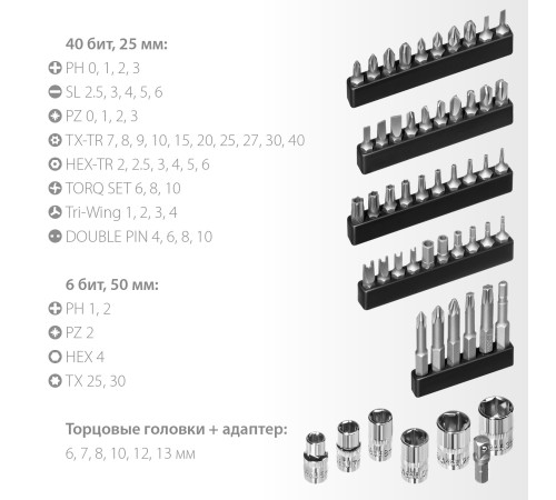 KRAFTOOL Expert-55, 55 предм., реверсивная отвертка с насадками (25554-H55) KRAFTOOL Expert-55, 55 предм., реверсивная отвертка с насадками (25554-H55)