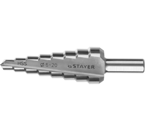 STAYER 6-28 мм, 8 ступеней, HSS, сверло ступенчатое 29660-6-20-8