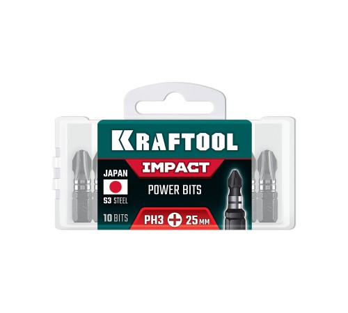 KRAFTOOL Impact PH 3, 25 мм, 10 шт, ударные биты (26191-3-25-S10)