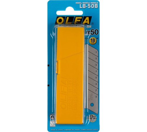 OLFA 18 мм, 50 шт., лезвия сегментированные OL-LB-50B OLFA 18 мм, 50 шт., лезвия сегментированные OL-LB-50B
