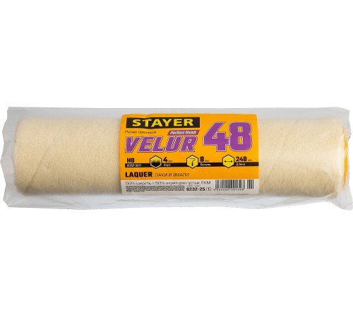 STAYER 250 мм, Ø48 мм, 50% акрил, 50% шерсть, ролик сменный 0232-25_z01 STAYER 250 мм, Ø48 мм, 50% акрил, 50% шерсть, ролик сменный 0232-25_z01