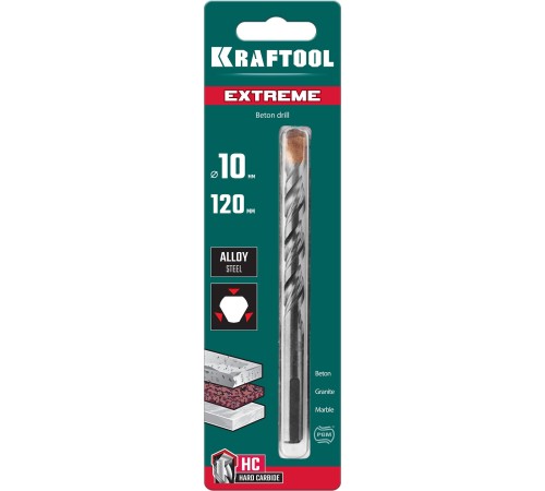 KRAFTOOL Extreme, 10 х 120 мм, трехгранный хвостовик, сверло по бетону (29166-120-10) KRAFTOOL Extreme, 10 х 120 мм, трехгранный хвостовик, сверло по бетону (29166-120-10)