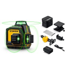 STAYER SL-3D #2, 50м, точн. +/-0,5 мм/м, зеленый лазерный нивелир, микролифт, держатель (34963-2) STAYER SL-3D #2, 50м, точн. +/-0,5 мм/м, зеленый лазерный нивелир, микролифт, держатель (34963-2)