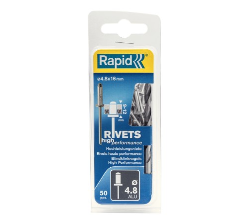 RAPID 4.8 х 16 мм, 50 шт, алюминиевая заклепка (5000390) RAPID 4.8 х 16 мм, 50 шт, алюминиевая заклепка (5000390)