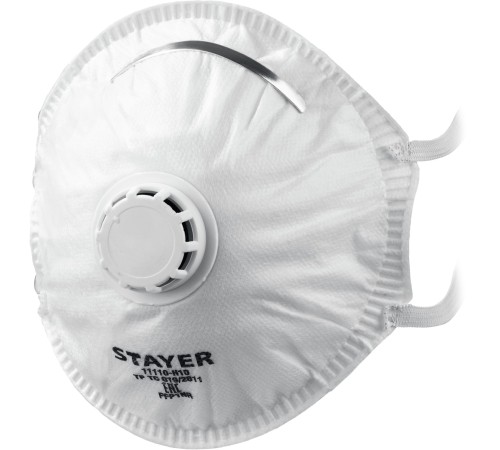 STAYER класс защиты FFP3, с клапаном, коническая, полумаска фильтрующая 11110-3_z01 STAYER класс защиты FFP3, с клапаном, коническая, полумаска фильтрующая 11110-3_z01