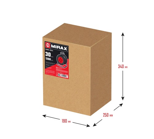 MIRAX ПВС, 2 х 0.75 мм2, 30 м, 1300 Вт, удлинитель на катушке (55052-30)