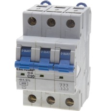 СВЕТОЗАР ВА-60, 3P, 20А, C, 6кА, автоматический выключатель (SV-49063-20-C)