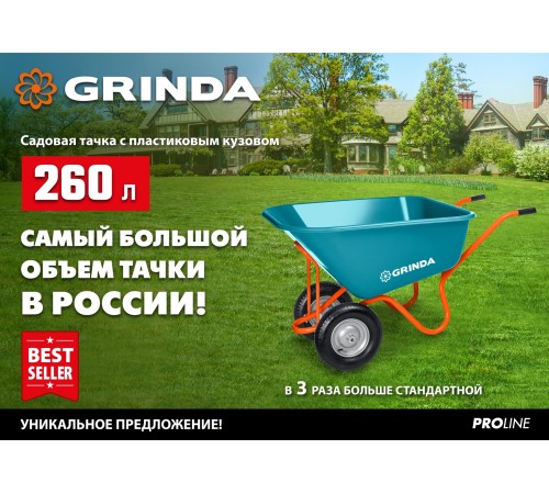 GRINDA WP-20, пневматическое колесо для тачки, диаметр 380 мм, PROLine (422409) GRINDA WP-20, пневматическое колесо для тачки, диаметр 380 мм, PROLine (422409)