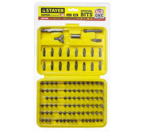 STAYER 100 шт., Cr-V, набор бит 2604-H100 STAYER 100 шт., Cr-V, набор бит 2604-H100