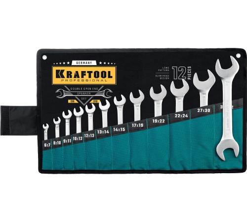 KRAFTOOL 12 шт, 6 - 32 мм, набор ключей гаечных рожковых 27033-H12_z01 KRAFTOOL 12 шт, 6 - 32 мм, набор ключей гаечных рожковых 27033-H12_z01