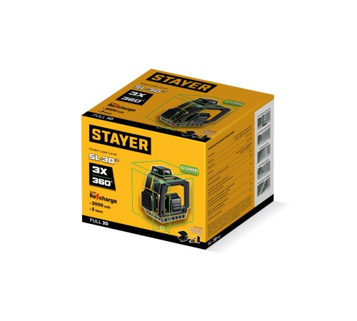STAYER SL-3D #2, 50м, точн. +/-0,5 мм/м, зеленый лазерный нивелир, микролифт, держатель (34963-2) STAYER SL-3D #2, 50м, точн. +/-0,5 мм/м, зеленый лазерный нивелир, микролифт, держатель (34963-2)