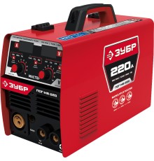 ЗУБР MASTER, MIG / MAG, FCAW, MMA, TIG, 220 А, полуавтомат сварочный, с газом / без газа, горелка ПСГ-220 (ПСГ-М8-220)