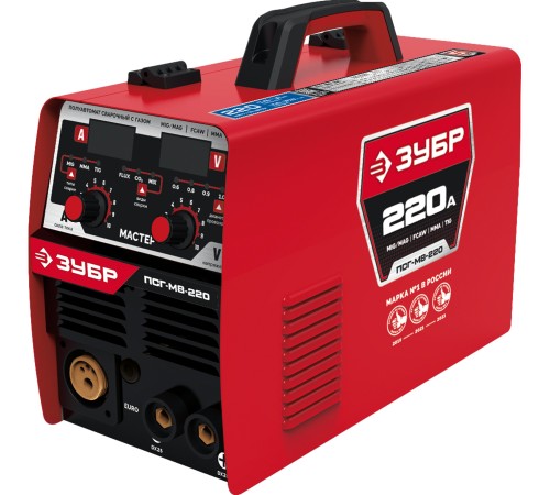 ЗУБР MASTER, MIG / MAG, FCAW, MMA, TIG, 220 А, полуавтомат сварочный, с газом / без газа, горелка ПСГ-220 (ПСГ-М8-220)