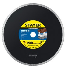 STAYER Ceramo-22, d 230 мм, (22.2 мм, 5 х 2.4 мм), сплошной алмазный диск, Professional (3664-230)