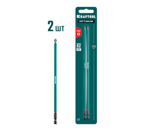 KRAFTOOL OPTIMUM PH 2, 200 мм, 2 шт, биты (26122-2-200-2)
