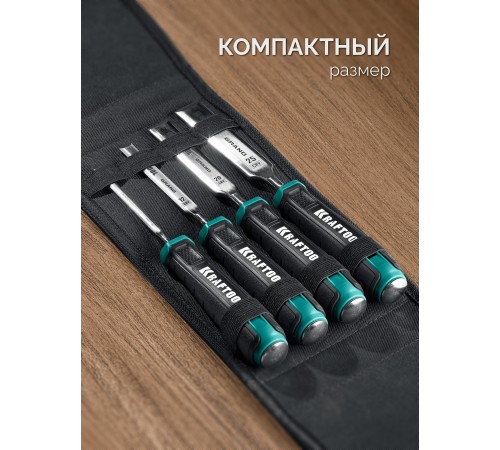 KRAFTOOL GRAND-4 набор стамесок-долот с двухкомпонентной рукояткой, 4 шт