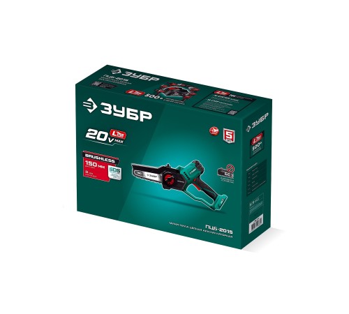ЗУБР 20 В, 150 мм шина, без АКБ (LMS), мини-пила цепная аккумуляторная (ПЦБ-2015)