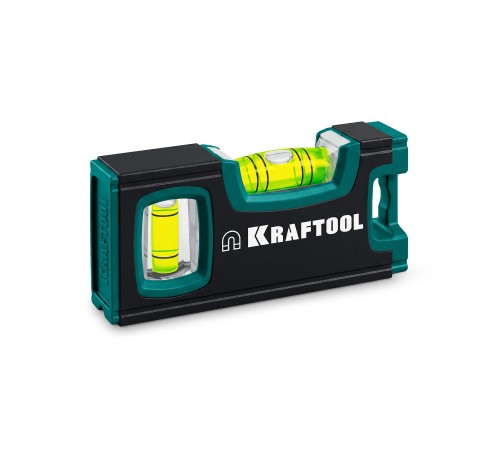 KRAFTOOL KOMPAKT-100, 100 мм, усиленный профиль, глазок из ударопрочного акрила, компактный магнитный уровень (34580)