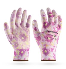 GRINDA PROTECT, L (9), садовые перчатки с прозрачным нитриловым покрытием, зелёные, 13 класс (11295-L)