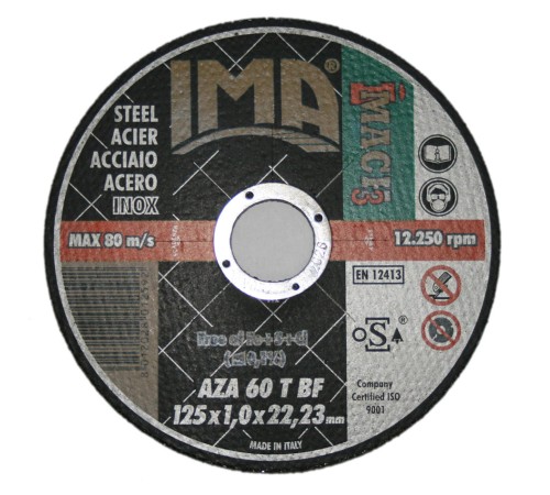 Абразивный отрезной круг IMA METAL/INOX 125х1,0х22,23мм AZA60T Абразивный отрезной круг IMA METAL/INOX 125х1,0х22,23мм AZA60T