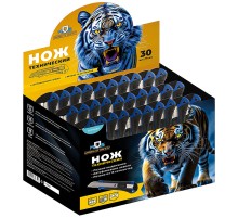 Нож технический пластиковый прорезиненный 18 мм, в шоу-боксе MOS