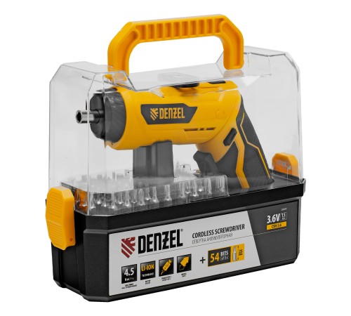 Отвертка аккумуляторная CSH-3.6, 54 биты, Li-Ion, 3,6 В// Denzel