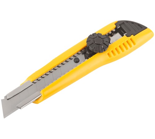 Нож технический 18 мм усиленный пластиковый, вращ.прижим FIT IT