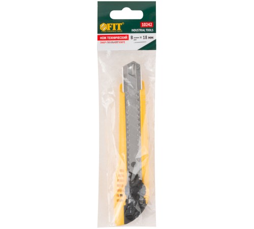 Нож технический 18 мм усиленный пластиковый, вращ.прижим FIT IT