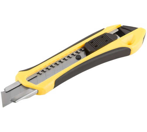 Нож технический 18 мм усиленный прорезиненный, 2-х сторонняя автофиксация FIT IT