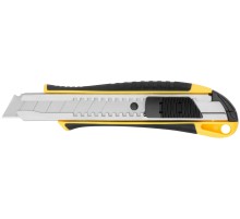 Нож технический 18 мм усиленный прорезиненный, 2-х сторонняя автофиксация FIT IT