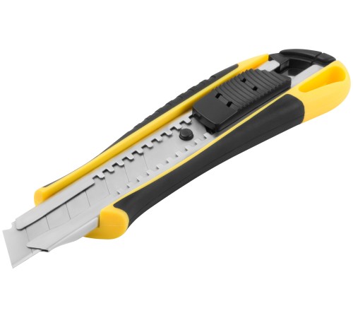 Нож технический 18 мм усиленный прорезиненный, 2-х сторонняя автофиксация FIT IT