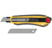 Нож технический 18 мм усиленный прорезиненный, 2-х сторонняя автофиксация FIT IT