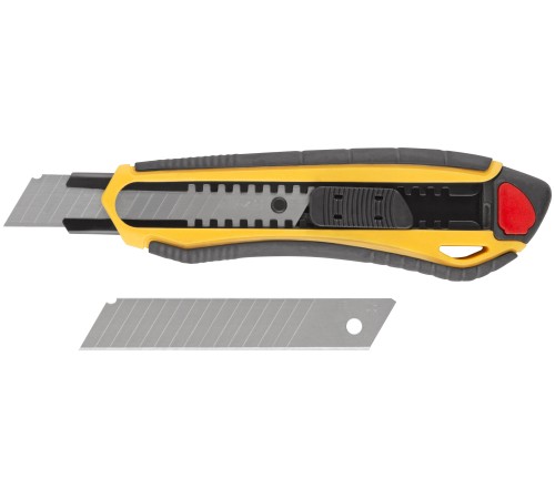 Нож технический 18 мм усиленный прорезиненный, 2-х сторонняя автофиксация FIT IT