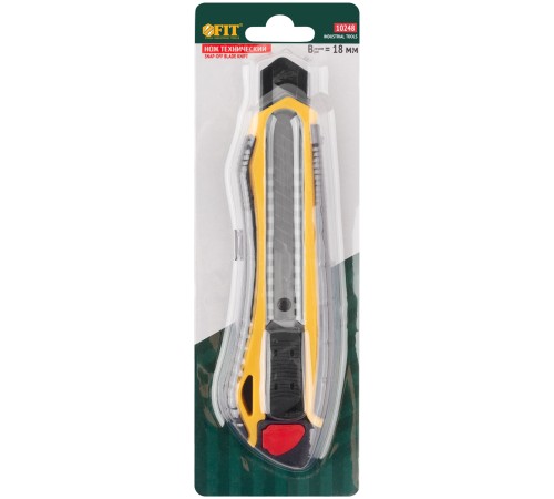 Нож технический 18 мм усиленный прорезиненный, 2-х сторонняя автофиксация FIT IT