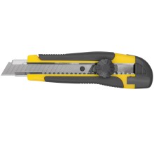 Нож технический 18 мм усиленный прорезиненный, вращ.прижим, лезвие 15 сегментов FIT IT