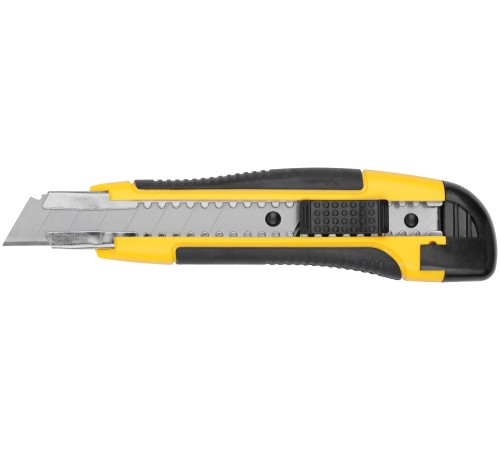 Нож технический 18 мм усиленный прорезиненный, 2-х сторонняя автофиксация Профи FIT HQ Нож технический 18 мм усиленный прорезиненный, 2-х сторонняя автофиксация Профи FIT HQ