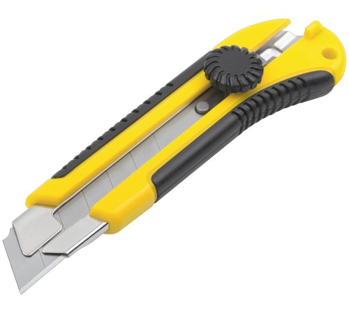 Нож технический 25 мм усиленный прорезиненный, вращ. прижим FIT IT Нож технический 25 мм усиленный прорезиненный, вращ. прижим FIT IT