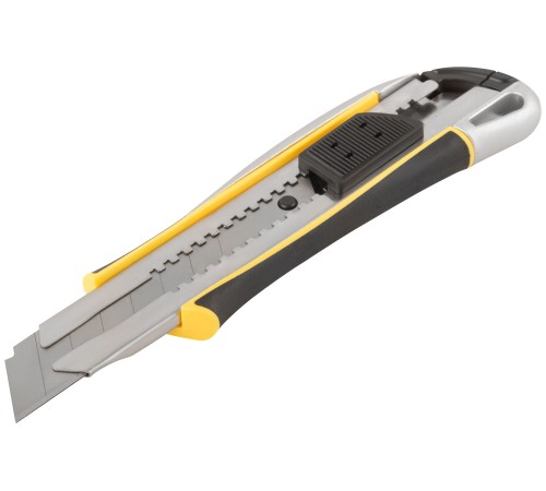 Нож технический 25 мм усиленный прорезиненный, дополнит. прижим FIT IT Нож технический 25 мм усиленный прорезиненный, дополнит. прижим FIT IT