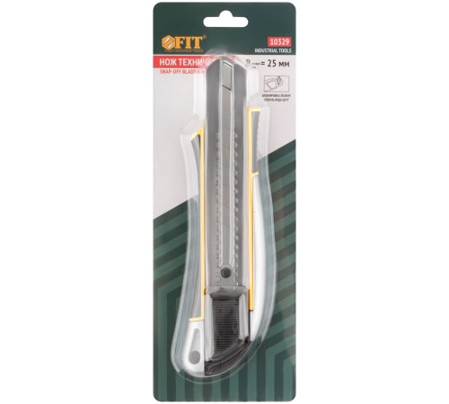 Нож технический 25 мм усиленный прорезиненный, дополнит. прижим FIT IT Нож технический 25 мм усиленный прорезиненный, дополнит. прижим FIT IT