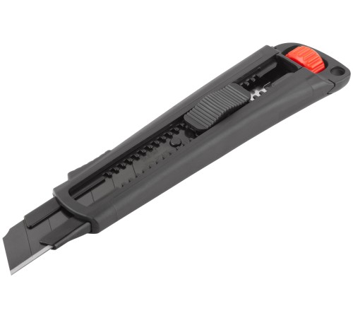 Нож технический 25 мм усиленный прорезиненный, дополнит. пластиковый прижим, черный, Профи FIT HQ Нож технический 25 мм усиленный прорезиненный, дополнит. пластиковый прижим, черный, Профи FIT HQ