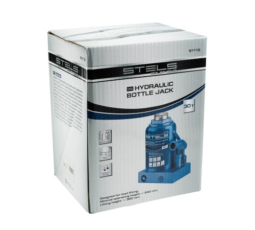 Домкрат гидравлический бутылочный, 30 т, H подъема 240-370 мм Stels