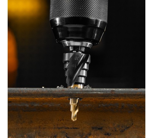 Сверло ступенчатое 4-6-8-10-12-14-16-18-20 мм, Р6М5, 6-гр. хвостовик Denzel