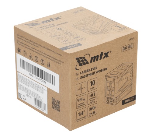 Лазерный уровень QBC RED Basic SET, 10 м, красный луч, батарейки, резьба 1/4" MTX