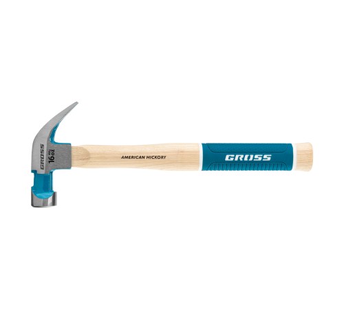 Молоток-гвоздодер, 450 г, угол 45, магнит, обрезиненная рукоятка American hickory GROSS Молоток-гвоздодер, 450 г, угол 45, магнит, обрезиненная рукоятка American hickory GROSS