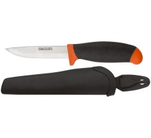 Нож строительный, нерж.сталь, прорезиненная желто-черная ручка FIT IT