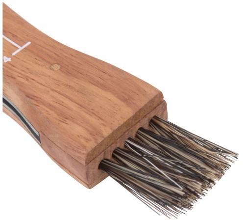 Нож грибника складной, нерж.сталь, деревянная ручка, 170 мм, изогнутое лезвие 45 мм, кисточка, брелок FIT IT