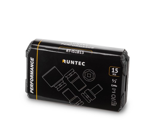 RUNTEC RT-IS1B15 Набор ударных головок RUNTEC 1/2", 10-32 мм, CrMo, 15 предметов