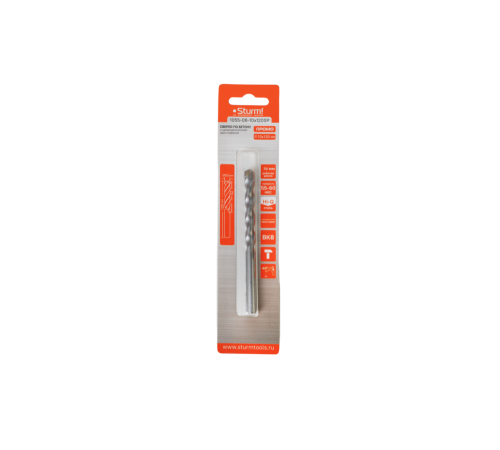 Сверло по бетону, 10x120мм, твердосплавная напайка BK8, цилиндрический хвостовик, Sturm! PROMO